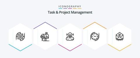 Task And Project Management 25 Line icon pack including time . mailbox . creative campaign. campaign vector