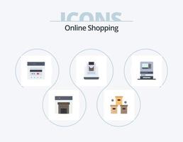 Compras en línea paquete de iconos planos 5 diseño de iconos. compras. en línea. tarjeta. Internet. en línea vector