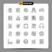 Universal Icon Symbols Group of 25 Modern Lines of projector setting pie preference configure Editable Vector Design Elements