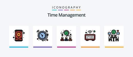 Time Management Line Filled 5 Icon Pack Including timer. target. watch. focus. winter. Creative Icons Design vector