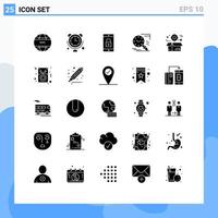 25 Thematic Vector Solid Glyphs and Editable Symbols of box history lock time search Editable Vector Design Elements