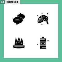 Group of 4 Solid Glyphs Signs and Symbols for chatting empire agriculture nature position Editable Vector Design Elements