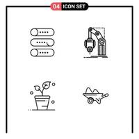 paquete de iconos vectoriales de stock de 4 signos y símbolos de línea para configurar la hoja en elementos de diseño vectorial editables de resorte manual vector