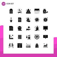 25 Universal Solid Glyphs Set for Web and Mobile Applications monument cross medicine bridge snooker Editable Vector Design Elements