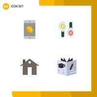 User Interface Pack of 4 Basic Flat Icons of disabled application building research computing construction Editable Vector Design Elements