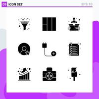 Set of 9 Modern UI Icons Symbols Signs for checkout hardware rating devices computers Editable Vector Design Elements