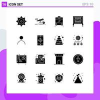 Universal Icon Symbols Group of 16 Modern Solid Glyphs of application profile transport personalization signaling Editable Vector Design Elements