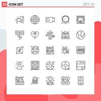 Stock Vector Icon Pack of 25 Line Signs and Symbols for dollar city cam building jewelry Editable Vector Design Elements