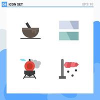 4 Thematic Vector Flat Icons and Editable Symbols of bowl train food image airflow Editable Vector Design Elements