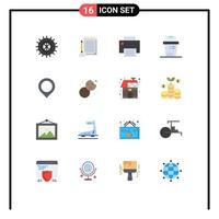 Group of 16 Modern Flat Colors Set for map trash devices junk bin Editable Pack of Creative Vector Design Elements