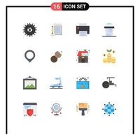 Group of 16 Modern Flat Colors Set for map trash devices junk bin Editable Pack of Creative Vector Design Elements