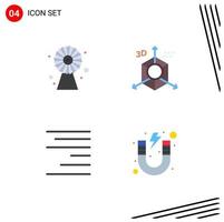 Mobile Interface Flat Icon Set of 4 Pictograms of buildings align technology development text Editable Vector Design Elements