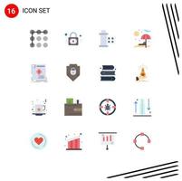 Flat Color Pack of 16 Universal Symbols of magazine advertisement movie ad umbrella Editable Pack of Creative Vector Design Elements