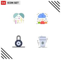 4 User Interface Flat Icon Pack of modern Signs and Symbols of celebration product cloud control coffee Editable Vector Design Elements