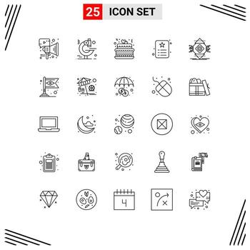 Mobile Interface Line Set of 25 Pictograms of computing identity love identity id Editable Vector Design Elements