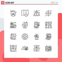 Set of 16 Modern UI Icons Symbols Signs for building bank risk target reticle Editable Vector Design Elements