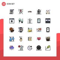 Pack of 25 Modern Filled line Flat Colors Signs and Symbols for Web Print Media such as watch devices drawing apple male Editable Vector Design Elements