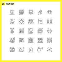 Group of 25 Modern Lines Set for vision face paint eye easter Editable Vector Design Elements