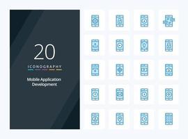 20 Mobile Application Development Blue Color icon for presentation vector