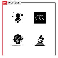 Stock Vector Icon Pack of 4 Line Signs and Symbols for mic idea settings creative lab Editable Vector Design Elements