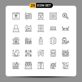 25 Line concept for Websites Mobile and Apps speaker web growth drink coffee Editable Vector Design Elements