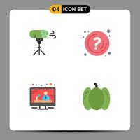 conjunto de 4 iconos planos vectoriales en cuadrícula para comunicación de efectos pregunta especial noticias elementos de diseño vectorial editables vector