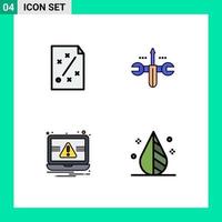 4 Universal Filledline Flat Colors Set for Web and Mobile Applications business essentials project computing notification Editable Vector Design Elements