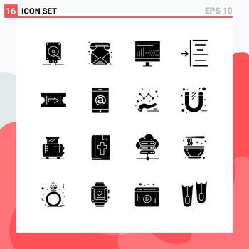 16 interfaz de usuario paquete de glifos sólidos de signos y símbolos modernos de codificación de texto de flecha estadísticas izquierdas elementos de diseño vectorial editables vector