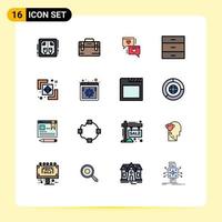 Universal Icon Symbols Group of 16 Modern Flat Color Filled Lines of difference furniture motivation drawer wedding Editable Creative Vector Design Elements