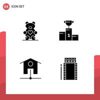 Mobile Interface Solid Glyph Set of Pictograms of hearts network wedding champion wifi Editable Vector Design Elements