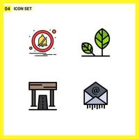 4 User Interface Filledline Flat Color Pack of modern Signs and Symbols of alarm athletics earth leaf game Editable Vector Design Elements
