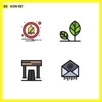 4 User Interface Filledline Flat Color Pack of modern Signs and Symbols of alarm athletics earth leaf game Editable Vector Design Elements