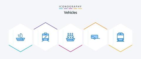 paquete de 25 iconos azules de vehículos que incluye . . buque de vapor. transporte. vehículo vector