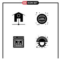 Stock Vector Icon Pack of 4 Line Signs and Symbols for network web cyber sign blades Editable Vector Design Elements