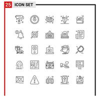 Line Pack of 25 Universal Symbols of wallet cash dating electricity power Editable Vector Design Elements