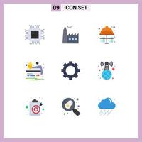 Mobile Interface Flat Color Set of 9 Pictograms of devices notification industrey credit hard hat Editable Vector Design Elements