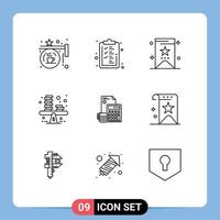 Pack of 9 Modern Outlines Signs and Symbols for Web Print Media such as investment profit finance money balance Editable Vector Design Elements