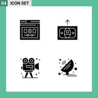 Group of Modern Solid Glyphs Set for browser camera web finance arts Editable Vector Design Elements