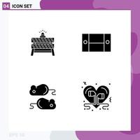 Pack of 4 creative Solid Glyphs of barrier closing closed desk test Editable Vector Design Elements