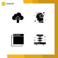 Solid Glyph Pack of 4 Universal Symbols of arrow apps cloud head construction Editable Vector Design Elements