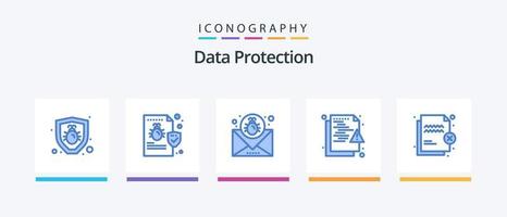 paquete de iconos azul 5 de protección de datos que incluye seguridad. red. ataque. hacker mensaje. diseño de iconos creativos vector