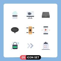 Set of 9 Modern UI Icons Symbols Signs for film skateboard inbox longboard conversation Editable Vector Design Elements