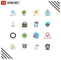 16 User Interface Flat Color Pack of modern Signs and Symbols of tea nonstop business flow action Editable Pack of Creative Vector Design Elements