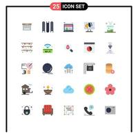 Pictogram Set of 25 Simple Flat Colors of data analytics voice shop speaker high volume Editable Vector Design Elements