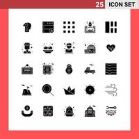 25 Thematic Vector Solid Glyphs and Editable Symbols of collage startup code website launch Editable Vector Design Elements