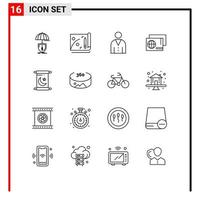 Universal Icon Symbols Group of 16 Modern Outlines of ramadan passport avatar pass user Editable Vector Design Elements