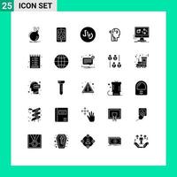 25 concepto de glifo sólido para sitios web móviles y aplicaciones cabeza de aplicación smartphone hombre elementos de diseño de vectores editables artificiales