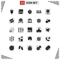 25 Universal Solid Glyphs Set for Web and Mobile Applications sound analog mobile amplifier hospital Editable Vector Design Elements