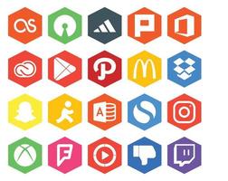 20 Social Media Icon Pack Including instagram microsoft access google play aim dropbox vector