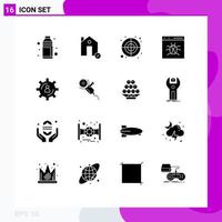 User Interface Pack of 16 Basic Solid Glyphs of bug app complete target round Editable Vector Design Elements